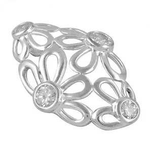 Women's 925 Silver Flower <b>Ring</b> CZ Zircon Stones 18K Gold Plated for <b>Wedding</b> Gift Jewelry Main Material 18K Gold Cut Inlay - Product Image 3