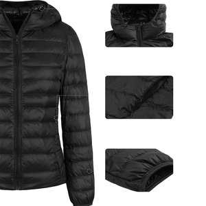 Nueva moda elegante mujer chaqueta acolchada tela transpirable Color azul sólido algodón relleno acolchado invierno burbuja chaqueta - Product Image 5