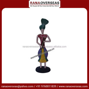 Meilleure qualité en gros de haute qualité multicolore Tribal Rajasthani musicien Statue métal musicien Sculpture pour la décoration intérieure - Product Image 6