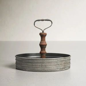 Cuenco decorativo para servir frutas de metal galvanizado para centro de mesa de granja de cocina rústica con diseño duradero y duradero - Product Image 1