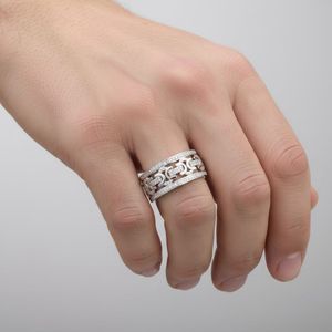 Men's 925 Silver <b>Diamond</b> <b>Ring</b> with Round Brilliant Cut G-H Color Everyday Wear - Product Image 1
