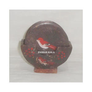 Juego de posavasos de té con incrustaciones de diseño de pájaro de esteatita Natural hecho a mano de la mejor calidad, fabricación y mayorista india a bajo precio - Product Image 1