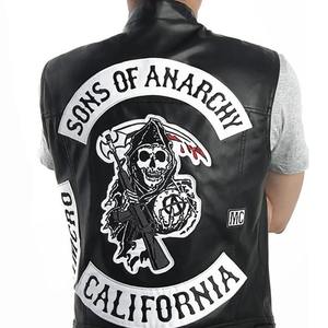 Nueva moda Pu cuero Rock Punk chaleco hombres Cosplay disfraz Color negro motociclista chaqueta sin mangas abrigo ropa - Product Image 5
