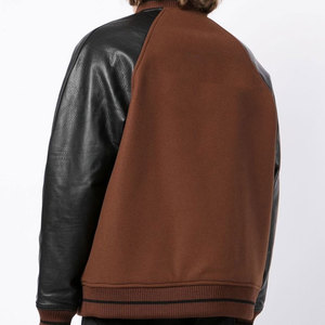 Factory Design Wholesale <b>Long</b> <b>Leather</b> Sleeves Blank Women Baseball <b>Jacket</b> Sport Wear Men Varsity <b>Jacket</b> - Product Image 4