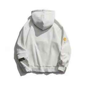 Sweat à capuche pour hommes en coton épais délavé à l'acide avec broderie en chenille personnalisée Patchwork Design décontracté Vente en gros - Product Image 4