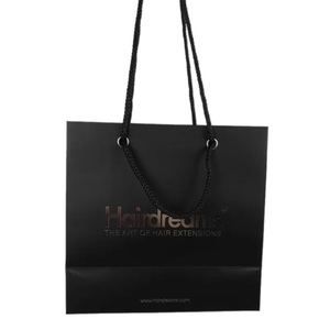 Luxury <b>Black</b> Craft Paper Gift Bag <b>Ribbon</b> Handles Custom Printed Logo for Shoes Clothes Wedding Jewelry Packaging for Shopping - Product Image 3