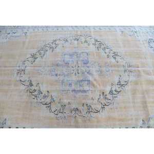 Alfombra Grande Vintage, Alfombra Turca de 5,2x8,9 pies, Alfombra de Lana Azul Ombré - Product Image 4