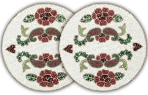 Handmade Flower-Shaped Glass <b>Beaded</b> <b>Placemat</b> New Year Christmas Dining Table Decorative Mat for Wedding Parties - Product Image 4