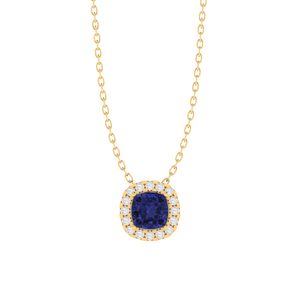 Collar de Moda con Colgante de Tanzanita con Corte Cojín y Circonita Cúbica, Chapado en Oro, Ancho de 9.8 mm, 1.2 g, Plata de Ley, Longitud de 9.8 mm - Product Image 5