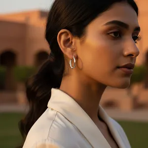 Trendy Women's Silver Hoop <b>Earrings</b> Gold-Plated Alloy Jewelry with Pearl Diamond <b>Opal</b> for Daily Wear and Weddings - Product Image 2