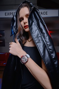 Relojes de pulsera de marca de lujo Reloj mecánico mineral automático blanco rojo con ventana de esfera de cristal TE - Product Image 5