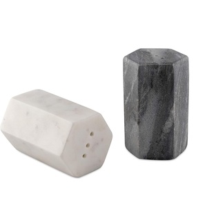 Juego de Salero y pimentero de travertino natural, dispensador de condimentos de piedra artesanal rústica, decoración elegante para mesa de comedor de cocina - Product Image 5