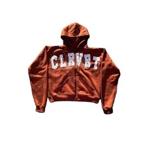 เสื้อมีฮู้ดแบบสวมหัวสำหรับทุกเพศผ้าฝ้าย100% ฟอกกรดกำหนดโลโก้ได้เองผ้าซาตินประดับพลอยเทียมพิมพ์ลายฝรั่งเศส - Product Image 1