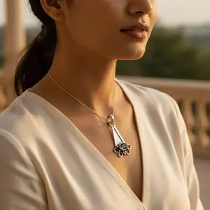 สร้อยคอจี้เงินแท้ 925 สำหรับผู้หญิง ชุบโรเดียม ประดับด้วยพลอยโกเมน ควอตซ์ โทแพซ อเมทิสต์ และอาเกต ของขวัญเครื่องประดับ - Product Image 3