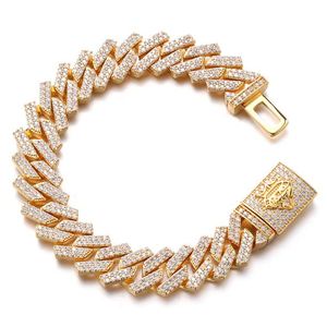 Bracelet cubain surélevé en or jaune 14 mm, bracelet tennis, bracelet cubique, bracelet diamant, cadeau pour elle, bracelet - Product Image 1