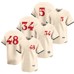 Camiseta de Béisbol Personalizada 2025 para Hombre, Transpirable, Cuello en V, para City Connect, Tallas Grandes, Uniformes Bordados con Logos Beige Cosidos, Envío Rápido - Product Image 1