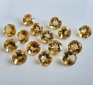 พลอยซิทรีนเจียระไนทรงกลมแบบเหลี่ยมเพชรพลอยสีเหลืองมะนาวหลวม6มม. ธรรมชาติคุณภาพสูง - Product Image 6