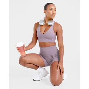 Soutien-gorge de sport mauve violet avec bretelles réglables dans le dos, décolleté en V, nouveau soutien-gorge de sport pour femmes adultes à fort impact, nouveauté - Product Image 5