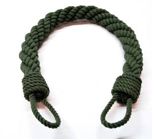 Attache de rideau en corde de coton épaisse vert foncé : Décoration nautique shabby chic - Product Image 1