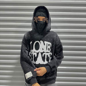 Fabricants OEM personnalisés 500 Gsm Streetwear Boxy Vintage surdimensionné poids lourd vieilli lavage à l'acide sweat à capuche zippé strass - Product Image 6