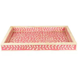 Plateau de service exclusif en incrustation d'os avec motif floral pour restaurant et maison Incrustation d'os décorative de qualité supérieure - Product Image 1