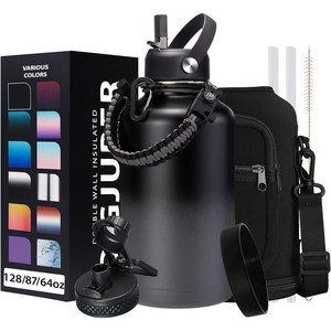 Botella de agua Silverjet de 64 oz, de doble pared, de acero inoxidable, aislada, con bolsa y pajita, para viajes, senderismo y camping al aire libre. - Product Image 6