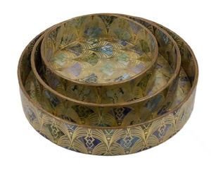 Meilleure vente de plateau carré et rond en MDF avec sous-verre rond et carré et boîte à anneau de serviette ensemble plateau émaillé élégant moderne - Product Image 3