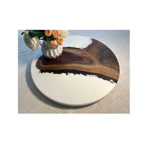 <b>Wood</b> & Resin Lazy Susan Farmhouse Round Lazy Susan Decorate Display Stand for <b>Spice</b> Condiments great quality - Product Image 5