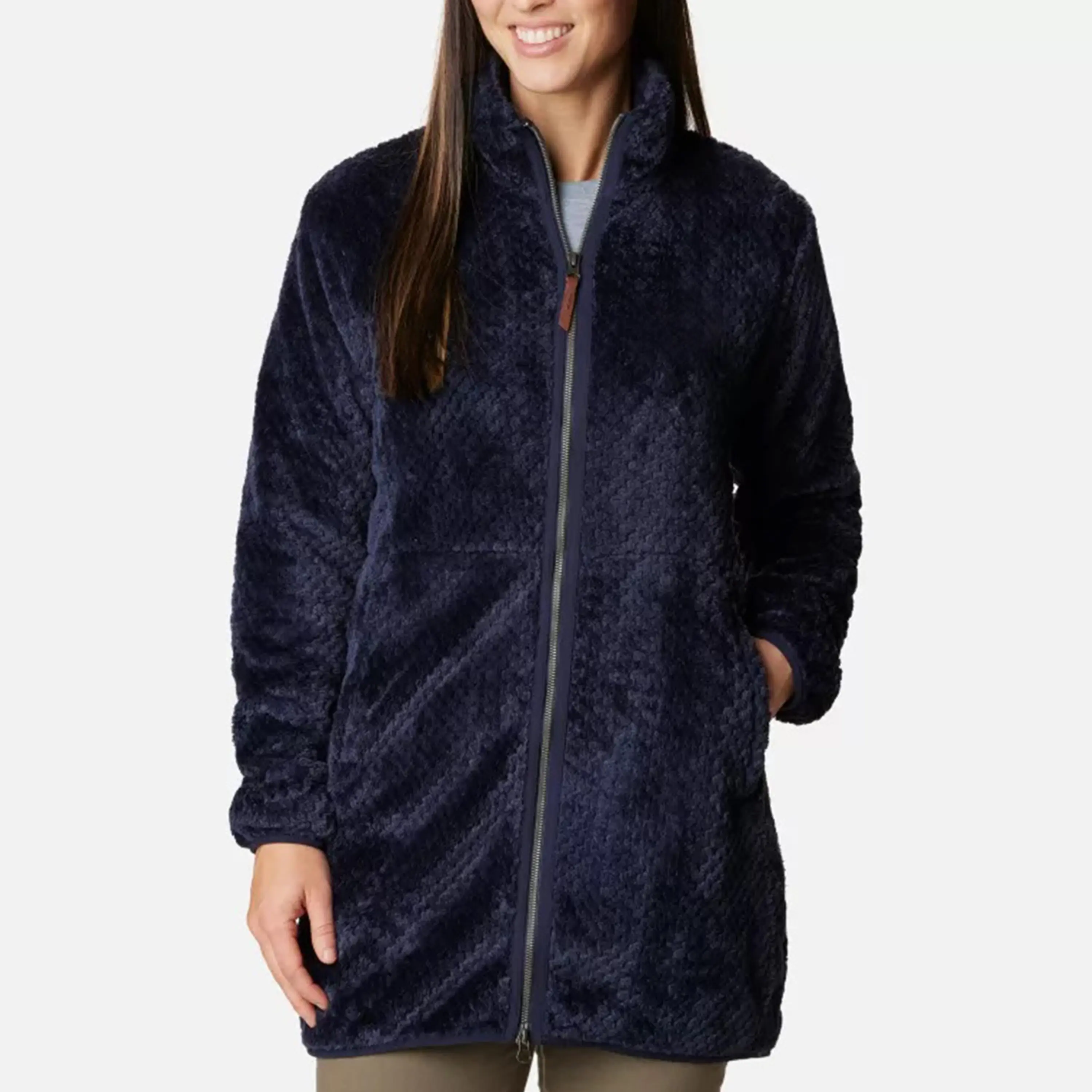 OEM 맞춤형 제조업체 공장 패션 새로운 맞춤형 여성용 폴라 플리스 안감 전면 풀 지퍼 재킷 모피 코트