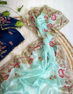 Meilleure Qualité Saree Amour À La Mode Dernière Collection Doux Soie Saree & Blouse Broderie Travail Séquence Bordure Femme Mode - Product Image 6