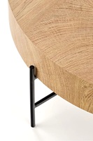 Table centrale en bois de chêne sur mesure avec dessus en bois naturel et pieds en fer pour décoration minimaliste de salon