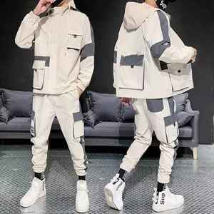 ชุดเซ็ตเสื้อฮู้ดมีซิปและกางเกงขายาวผ้าคอตตอนผสมโพลีเอสเตอร์ ระบายอากาศได้ดี ไซส์พลัส สำหรับฤดูหนาว สไตล์คาร์โก้ รับผลิตตามแบบ (OEM)  พร้อมสกรีนโลโก้และสีตามสั่ง สำหรับผู้ชายและผู้หญิง - Product Image 4