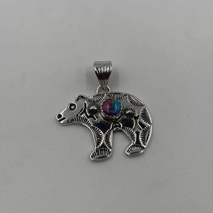 925 Sterling Silver Turquoise Elephant Pendant Multi-Stone Boho <b>Jewelry</b> for Women - Product Image 1