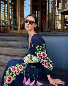 เดรสแขนทรัมเป็ตเอวสูงของผู้หญิงชุดเดรสแขนยาวแบบลำลอง - Product Image 3