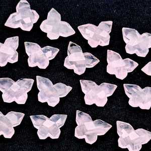 Cuentas de Cuarzo Rosa Natural con Forma de Mariposa Facetada para la Fabricación de Joyas, 14x10 mm - Product Image 4