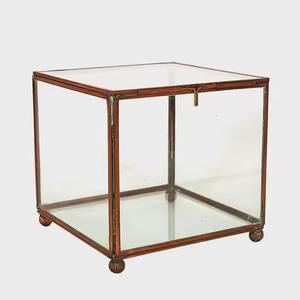 Latest Design New Arrival Round Shape Brass Border Clear Glass Beveled Glass <b>Box</b> Ring <b>Trinket</b> Jewelry Keepsake Beveled Glass <b>Box</b> - Product Image 3