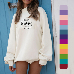 Alta calidad de las mujeres de uso diario de lana logotipo personalizado marfil Color sólido cuello falso pulóver de gran tamaño para jóvenes sudadera de peso pesado - Product Image 1
