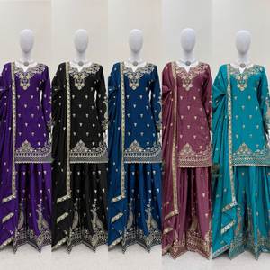 Conjunto de lujo indio pakistaní Palazzo Net Dupatta para mujer elegante Kurta Sharara Garara para fiesta al por mayor - Product Image 2