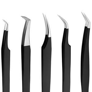 Private Label <b>Beauty</b> <b>Tools</b> Stainless Steel <b>Eyelash</b> Tweezers Set with Perfect Grip Custom Logo Customizable Size & Color - Product Image 1