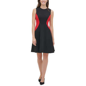 Abito Tommy Hilfiger da donna, comodo, a blocchi di colore, modello svasato, nero, taglia 14 - Product Image 1