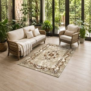 RUGS DEPOT LXDP-0484 Wholesale Beige Brown Marble Effect Digital Printed Machine Washable Chenille Area Rug Non <b>Slip</b> - Product Image 6