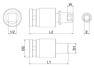 1/2 "2-Way Impact Universal Star Socket avec finition phosphate manganèse Taiwan Fournisseur - Product Image 2