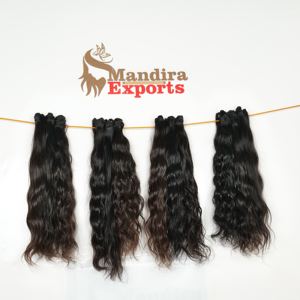 Dobles ช่อผมมนุษย์สำหรับต่อวัดเส้นผมเครื่องหยักธรรมชาติบริสุทธิ์สีดำแบบ100% - Product Image 4