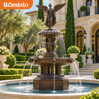 Fontaine de jardin à plusieurs niveaux en bronze coulé européen de luxe, avec ange ailé et chérubin, pour manoir, hôtel, cour.