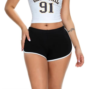 Shorts de yoga personnalisés pour femmes, taille mi-haute, respirants, en coton et élasthanne, avec cordon de serrage, écologiques, séchage rapide, antibactériens - Product Image 4