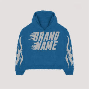 Vente en gros 100% coton sweat à capuche zippé hommes surdimensionné Streetwear strass bouffant polaire sweat - Product Image 2