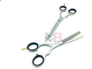 Ciseaux de coiffure professionnels en acier inoxydable à bord droit avec cisailles amincissantes à pointe de lame tranchante pour barbiers droitiers - Product Image 2