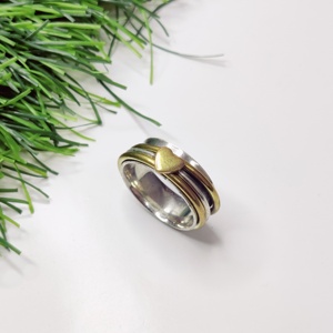 Heart <b>Brass</b> Spinner Silver <b>Ring</b> 925 Silver <b>Brass</b> Spinner <b>Ring</b> - Product Image 5
