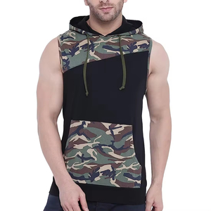 Best Quality 100% Cotton Pullover <b>Sleeveless</b> Gym <b>Hoodie</b> for Men Custom Design Printed Pattern Winter Plain Dyed Breathable - Product Image 4