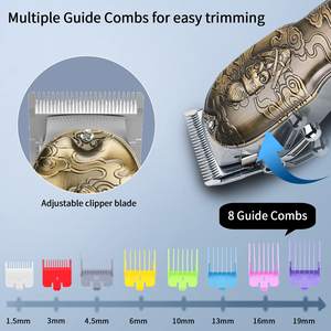 Tondeuse professionnelle sans fil pour hommes, kit de coupe de cheveux avec lames en acier inoxydable, tondeuse à barbe T-Blade, ensemble de coupe de cheveux IPX7 - Product Image 5